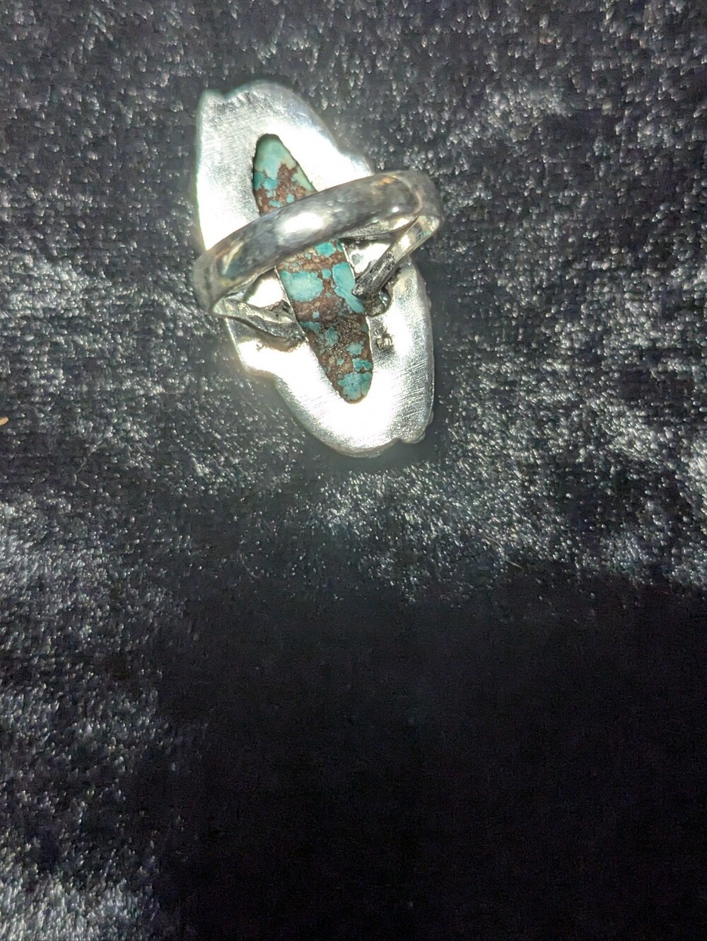 Handcrafted Oblong New Lander Turquoise Ring  (6.5) - Picture 11 of 11
